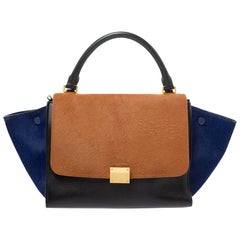 Celine Tri Color Calfhair and Leather Small Trapeze Bag
