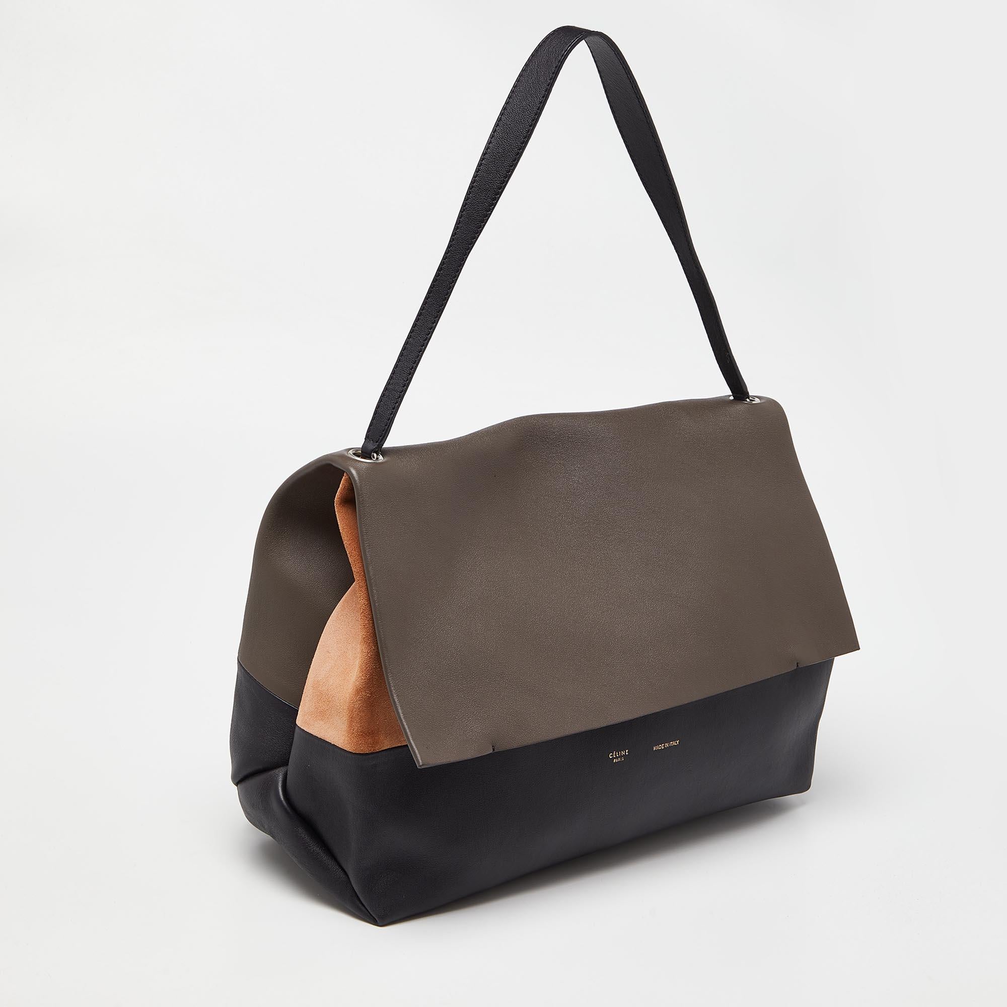 Celine Tri Color Leather All Soft Flap Shoulder Bag In Fair Condition In Dubai, Al Qouz 2