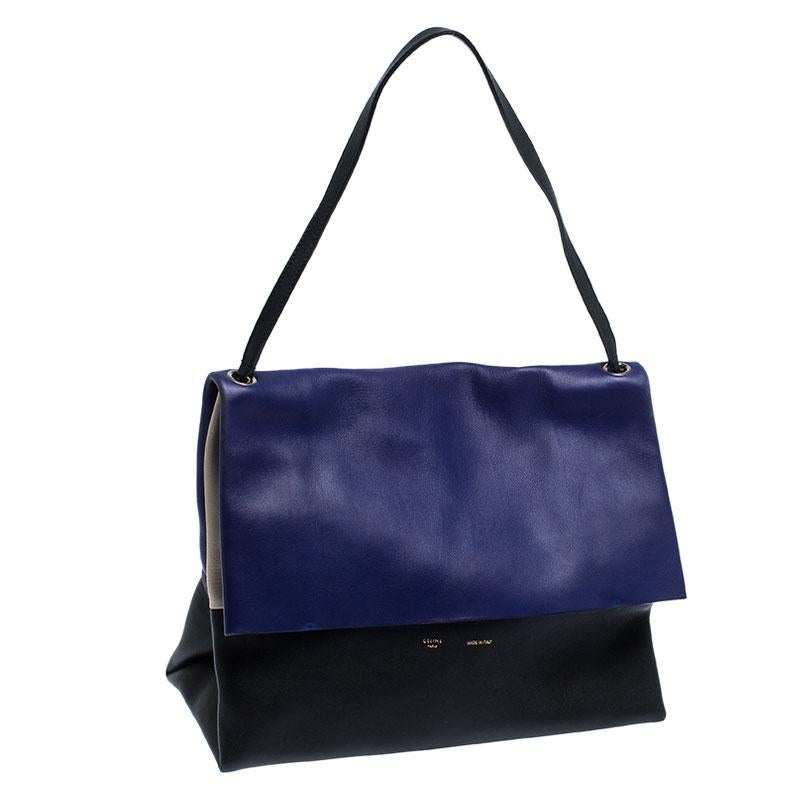 Black Celine Tri Color Leather All Soft Shoulder Bag
