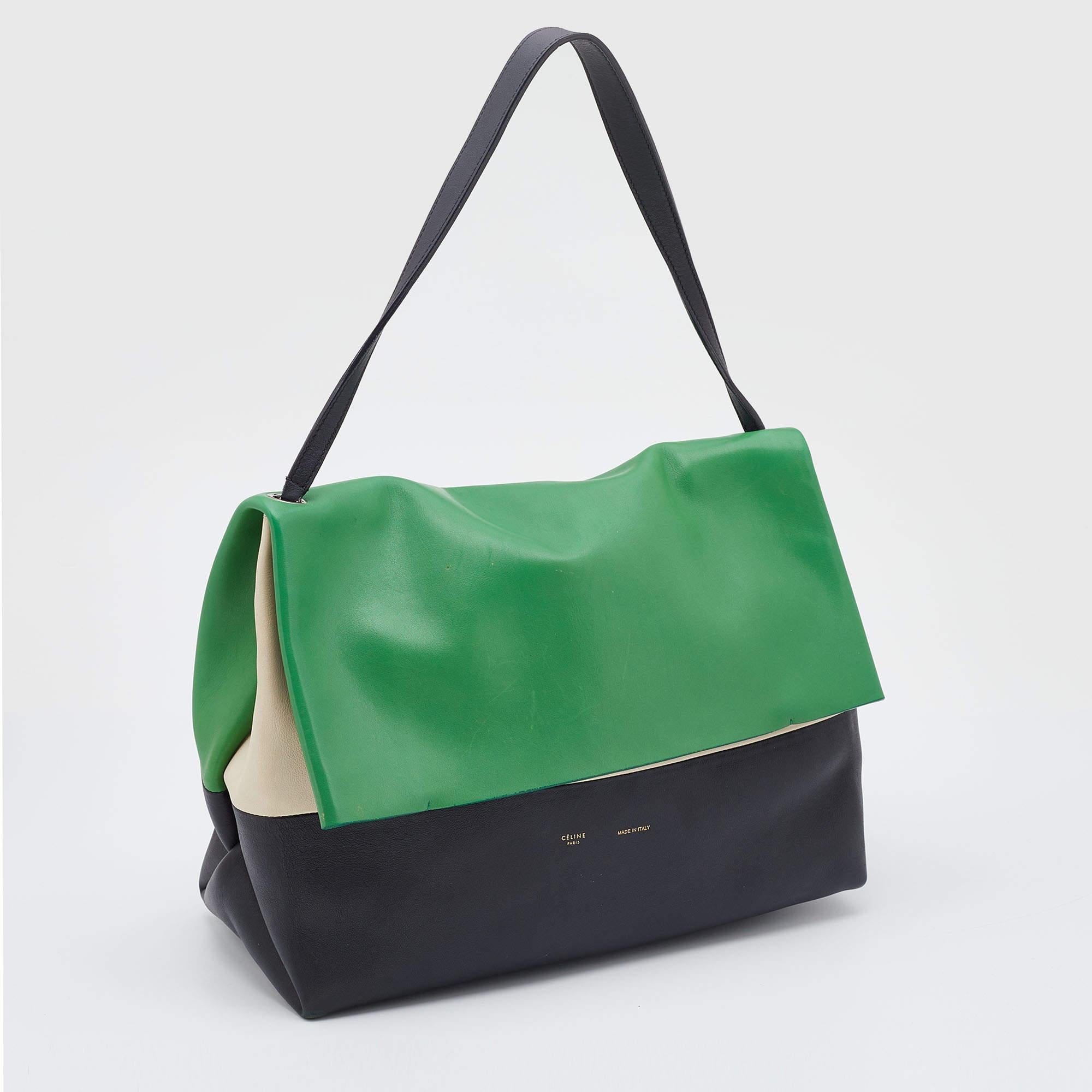 Women's Celine Tri Color Leather All Soft Shoulder Bag