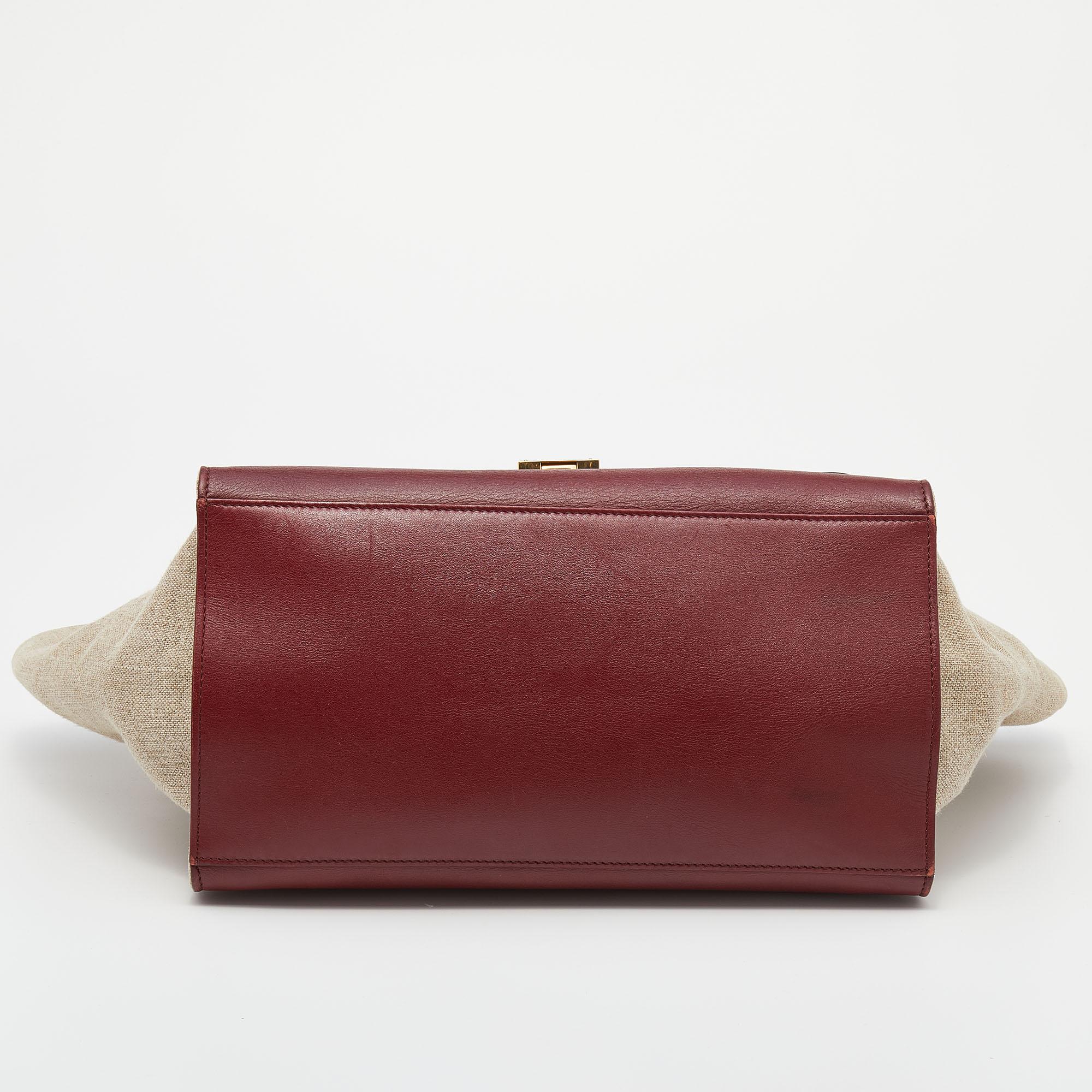 Celine Tri Color Leather And Canvas Medium Trapeze Bag 5