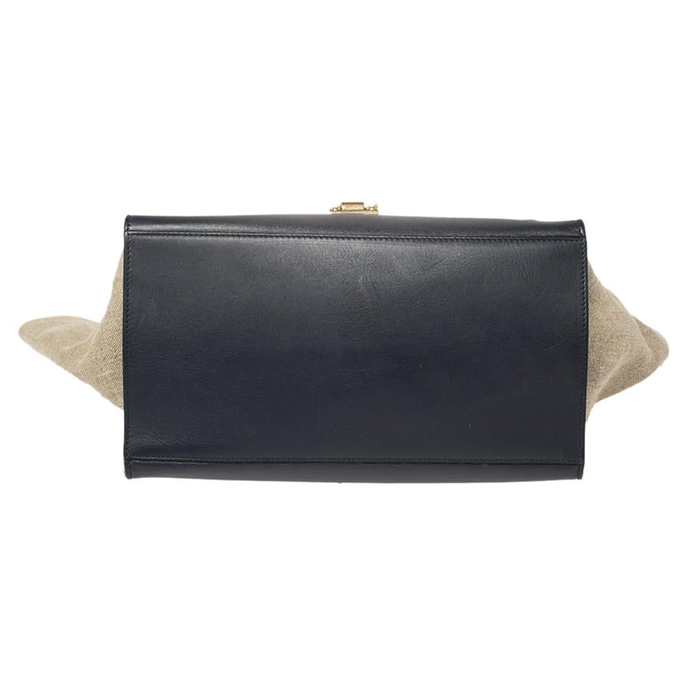 Women's Celine Tri Color Leather and Canvas Medium Trapeze Bag