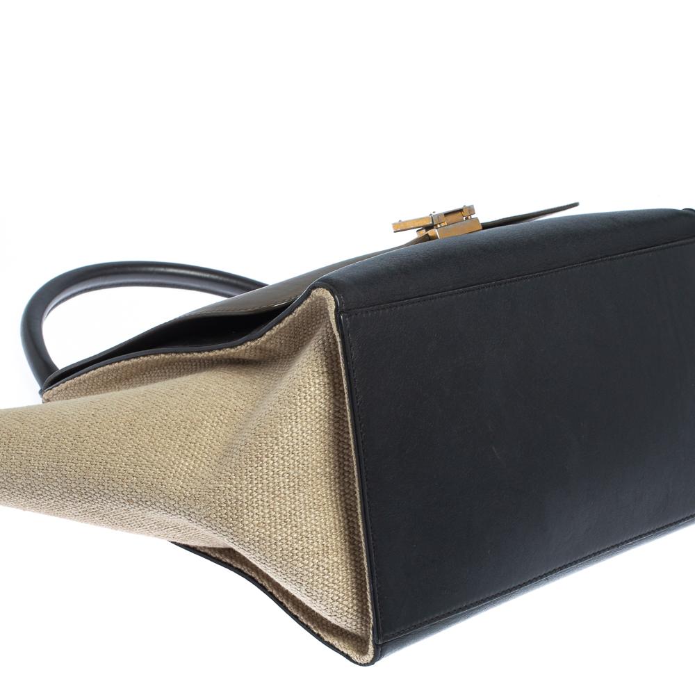 Celine Tri Color Leather and Canvas Medium Trapeze Bag 2