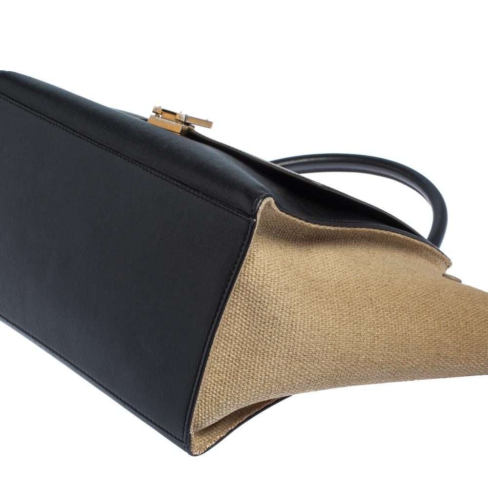 Celine Tri Color Leather and Canvas Medium Trapeze Bag 4