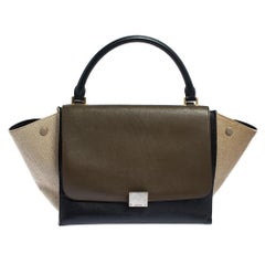 Celine Tri Color Leather and Canvas Medium Trapeze Bag