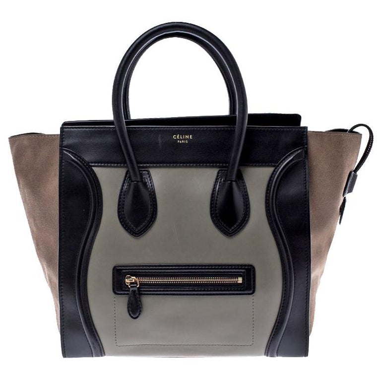 Celine Tri Color Leather And Nubuck Leather Mini Luggage Tote For Sale ...