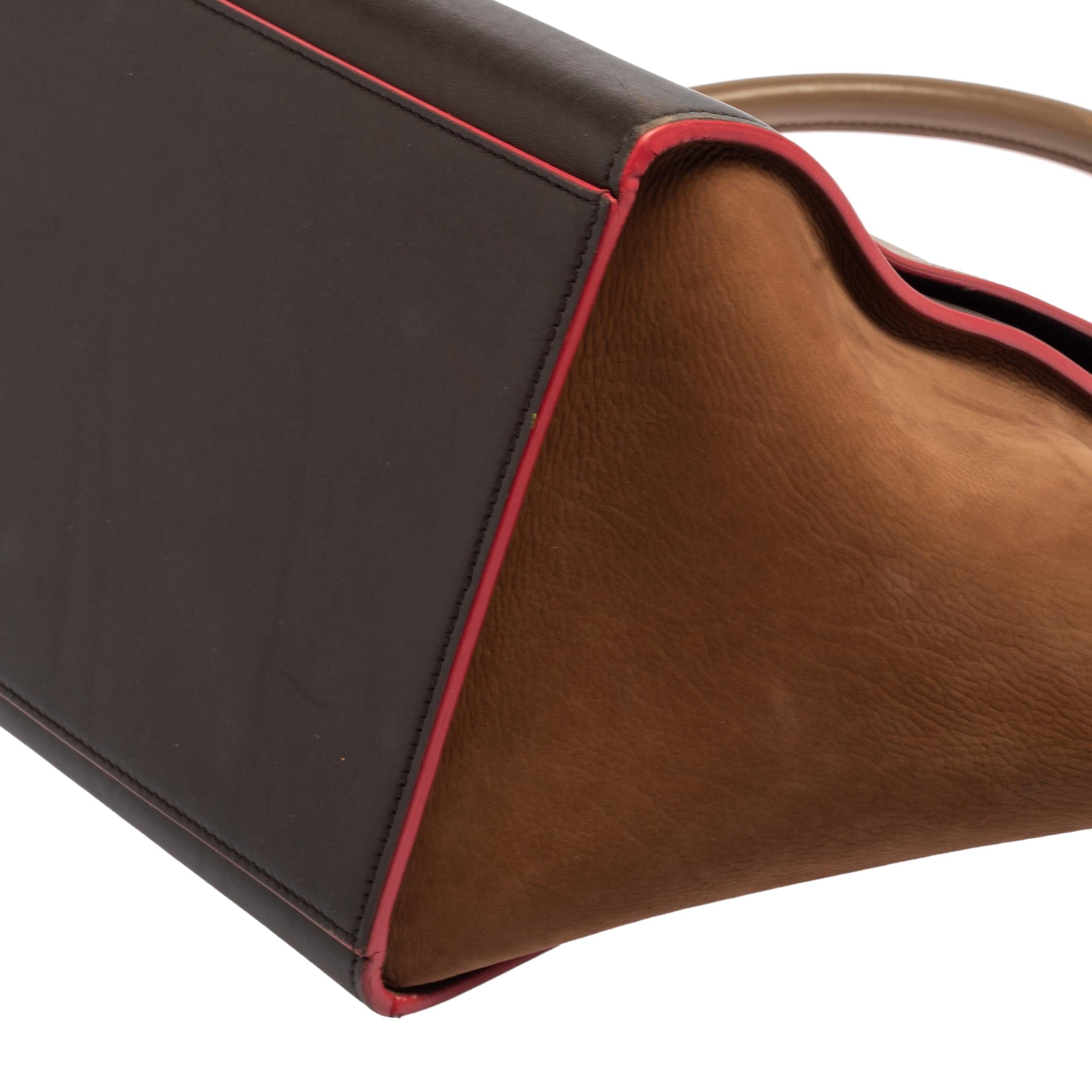 Bolso Trapecio Mediano Celine Tri Color Piel y Nubuck 3