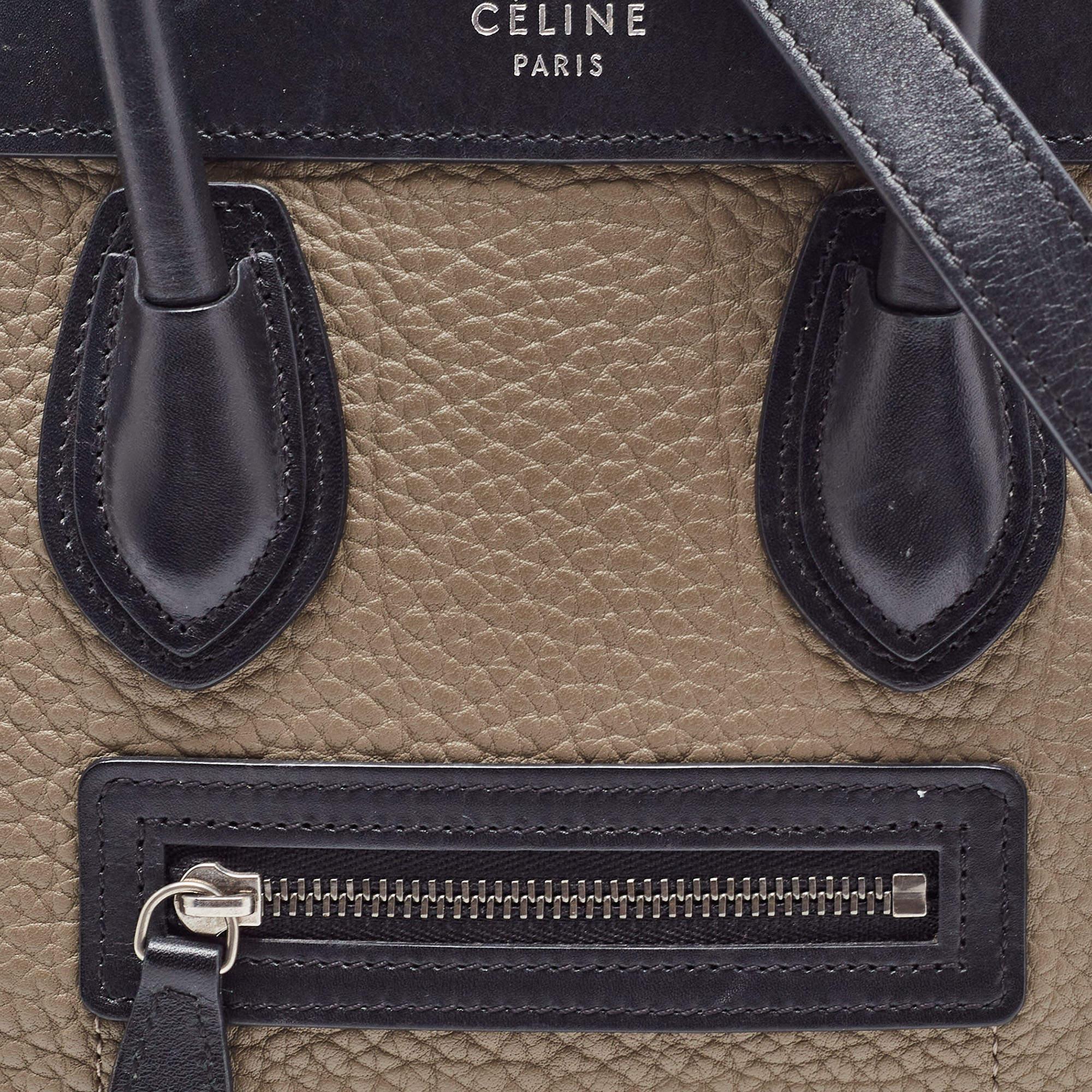 Celine Tri Color Leather and Nubuck Nano Luggage Tote For Sale 13