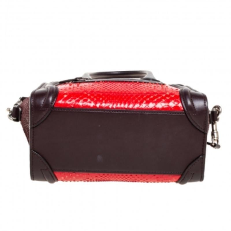 Céline Tri Color Leder und Schlangenhaut Nano Luggage Tote im Angebot 4