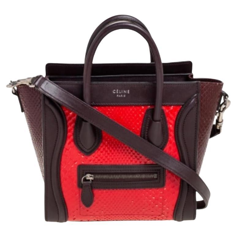 Céline Tri Color Leder und Schlangenhaut Nano Luggage Tote