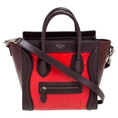 Céline Tri Color Leder und Schlangenhaut Nano Luggage Tote