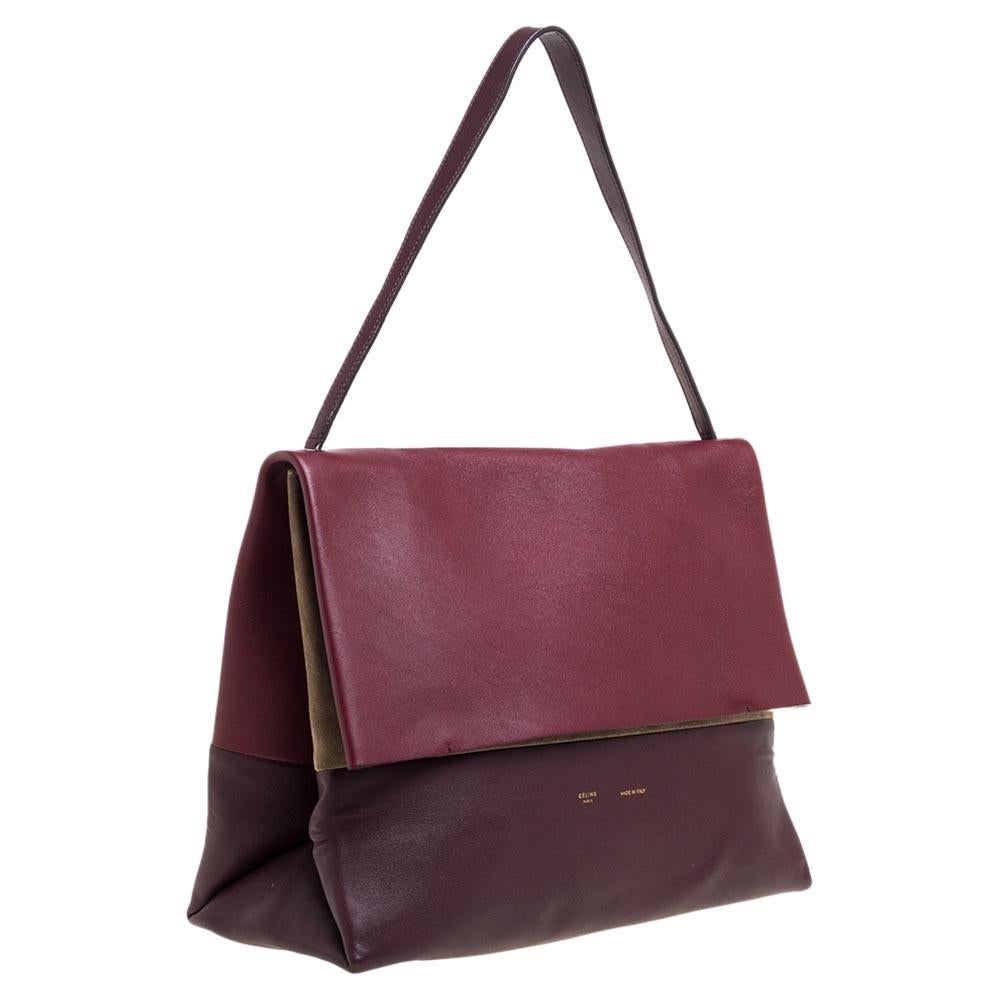 Celine Tri Color Leather And Suede All Soft Shoulder Bag In Good Condition In Dubai, Al Qouz 2