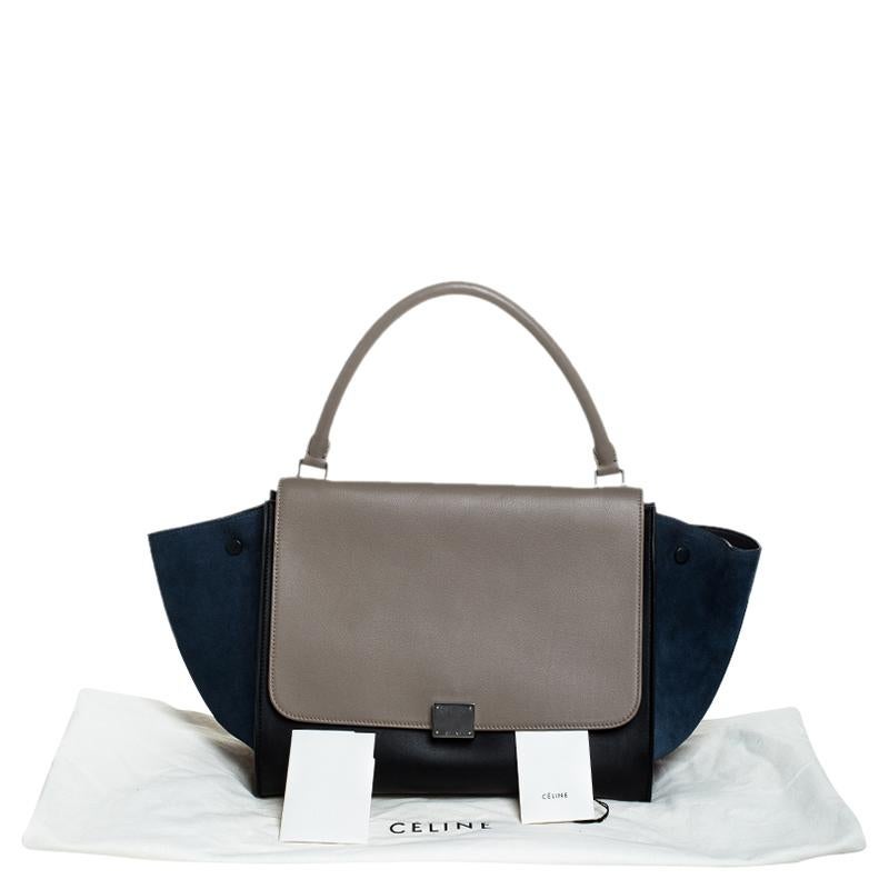 Celine Tri Color Leather and Suede Large Trapeze Bag 6