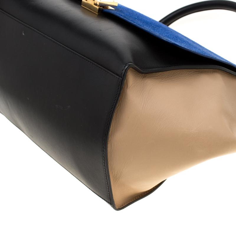 Celine Tri Color Leather and Suede Medium Trapeze Bag 5