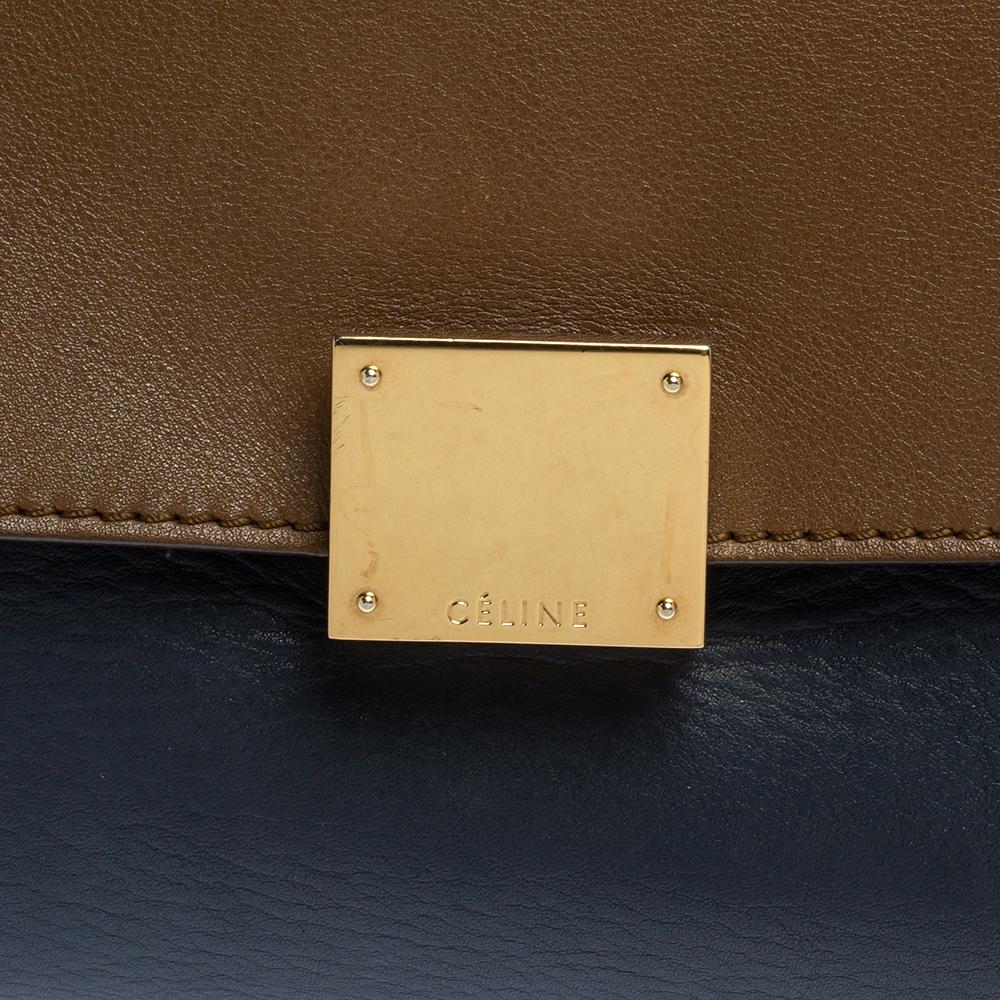 Celine Tri Color Leather and Suede Medium Trapeze Bag 4