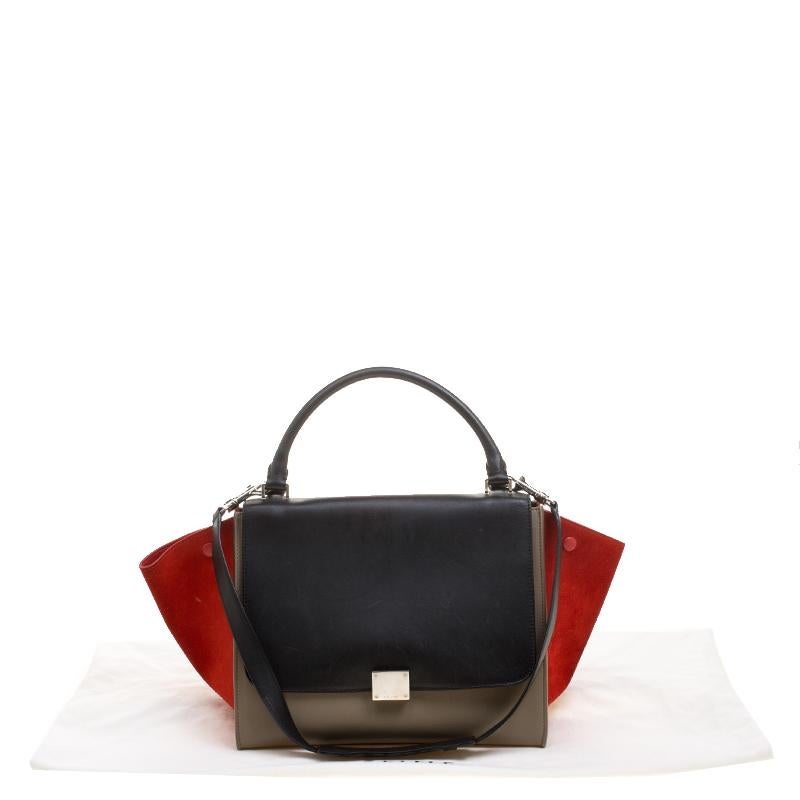 Celine Tri Color Leather and Suede Medium Trapeze Bag 3