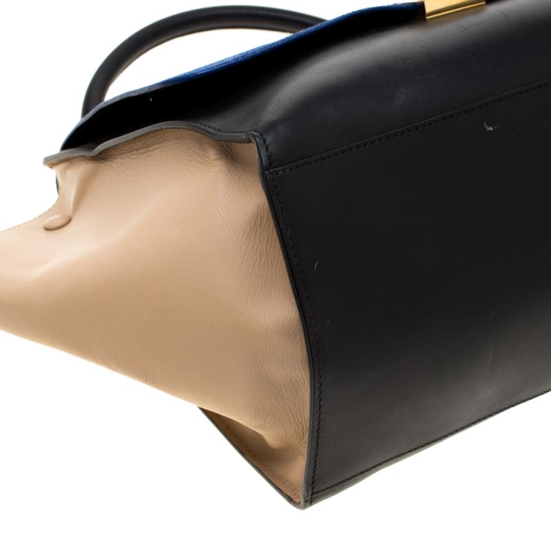 Celine Tri Color Leather and Suede Medium Trapeze Bag 6