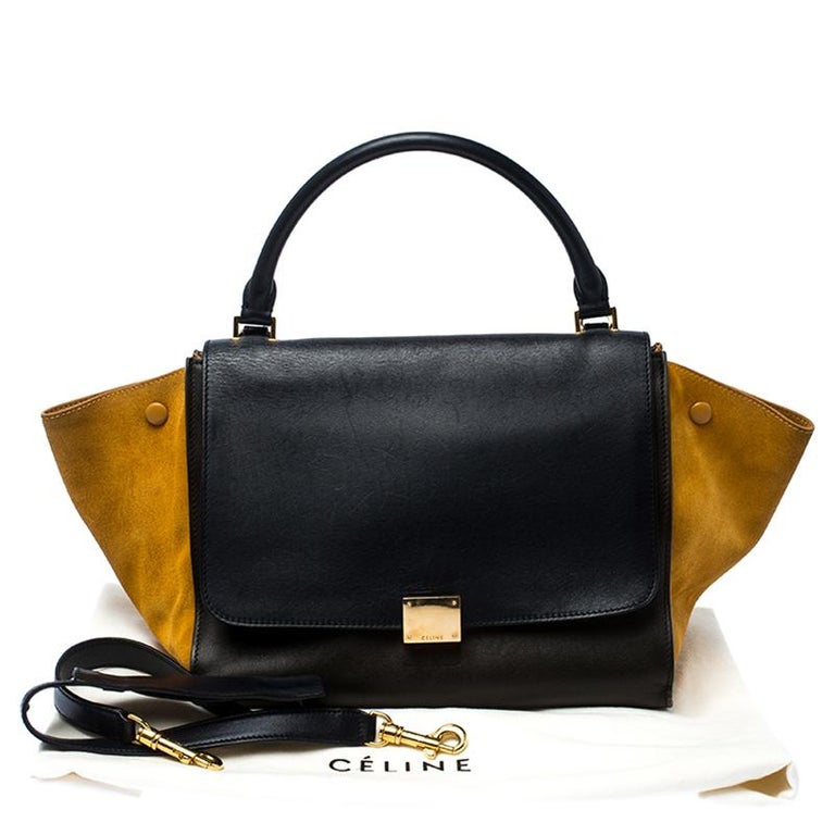 Celine Tri Color Leather and Suede Medium Trapeze Bag For Sale 6