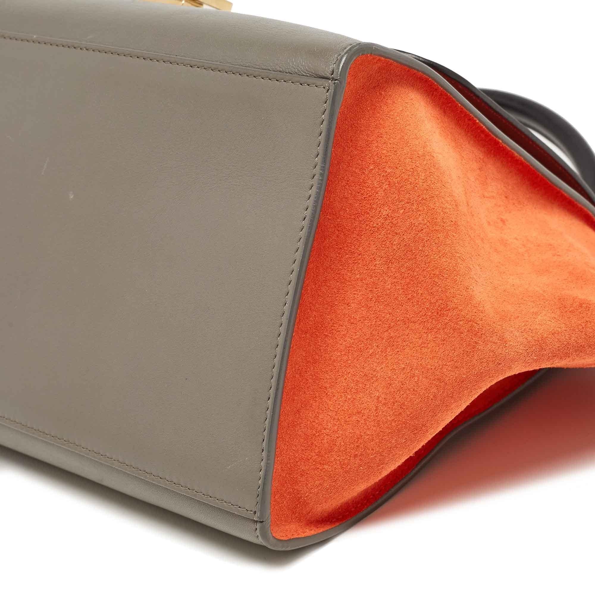 Celine Tri Color Leather and Suede Medium Trapeze Bag 12