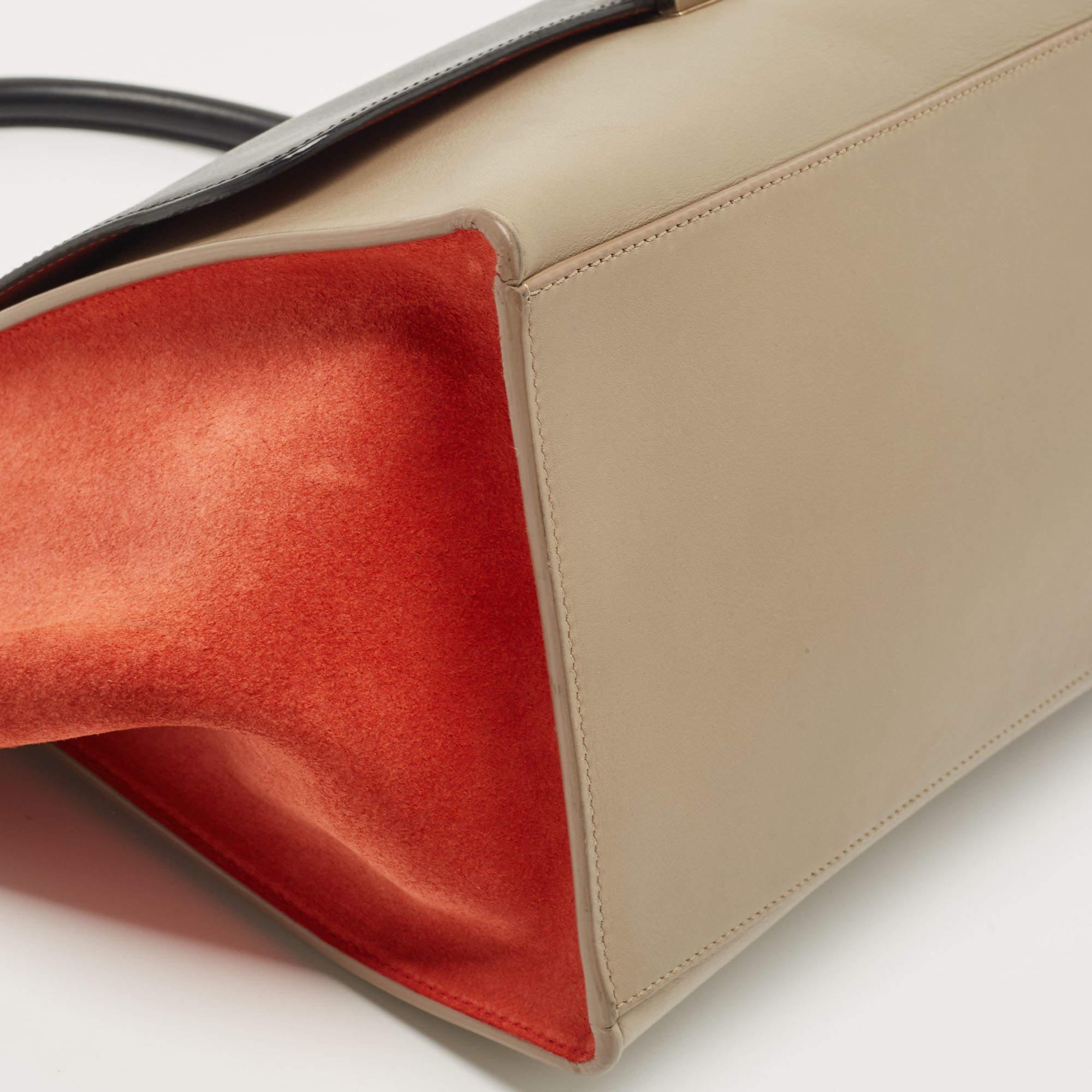Celine Tri Color Leather and Suede Medium Trapeze Bag 1