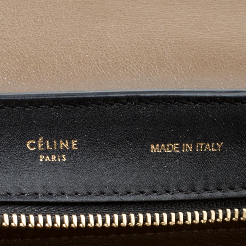 Black Celine Tri Color Leather and Suede Medium Trapeze Bag