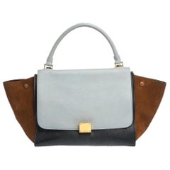 Celine Tri Color Leather and Suede Medium Trapeze Bag