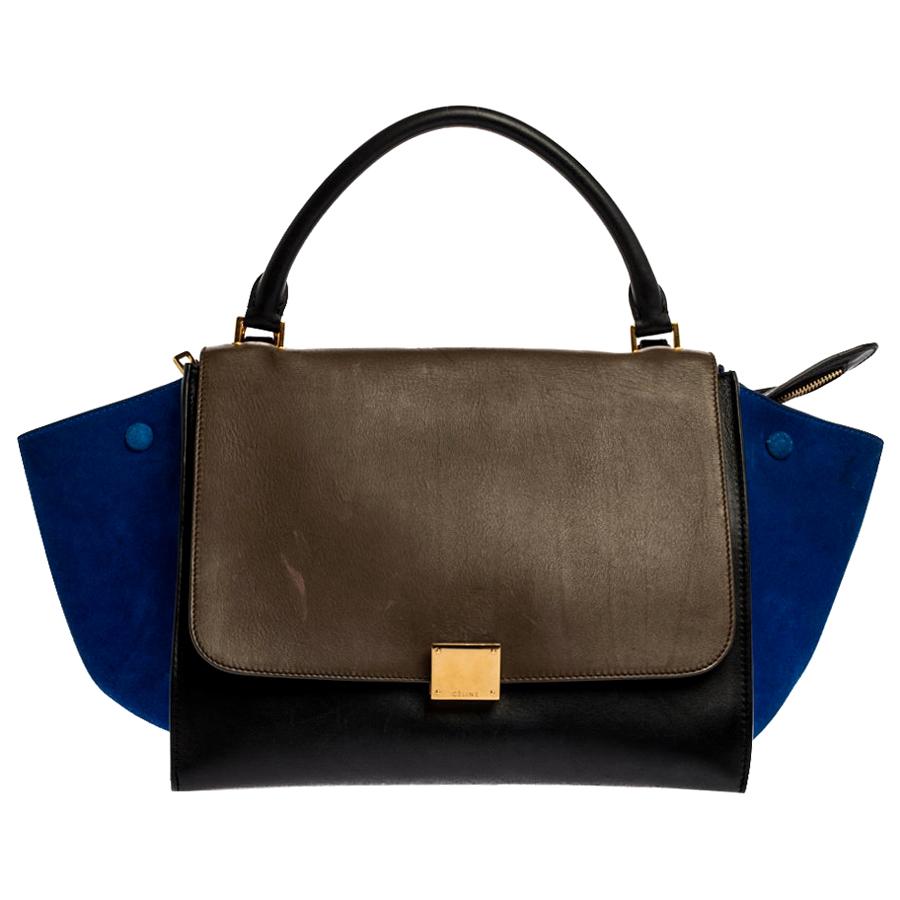 Celine Tri Color Leather and Suede Medium Trapeze Bag