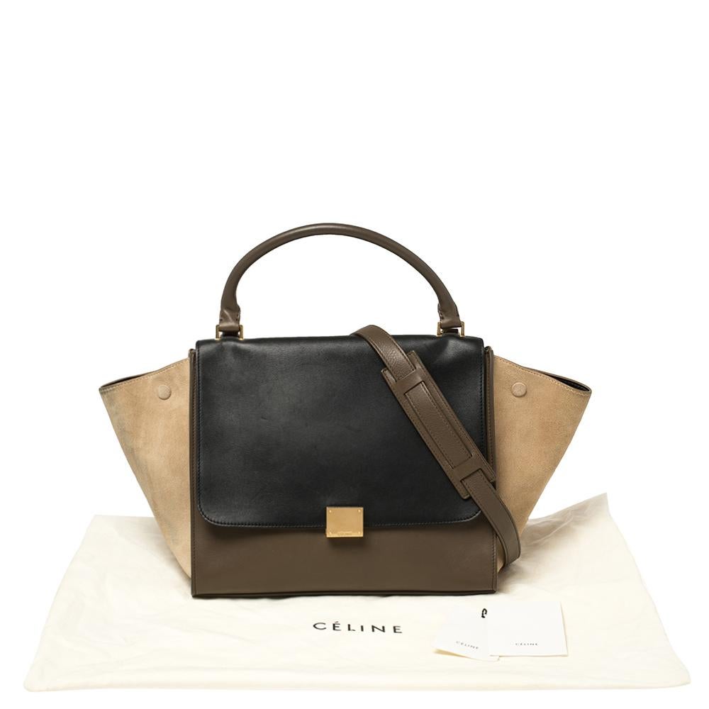 Celine Tri Color Leather and Suede Medium Trapeze Top Handle Bag 7