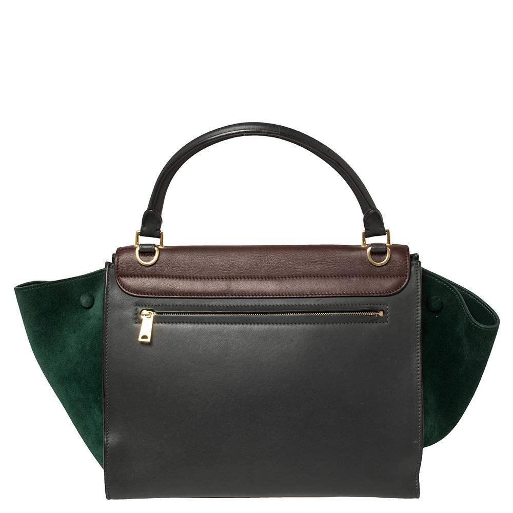 Celine Tri Color Leather and Suede Medium Trapeze Top Handle Bag In Good Condition In Dubai, Al Qouz 2