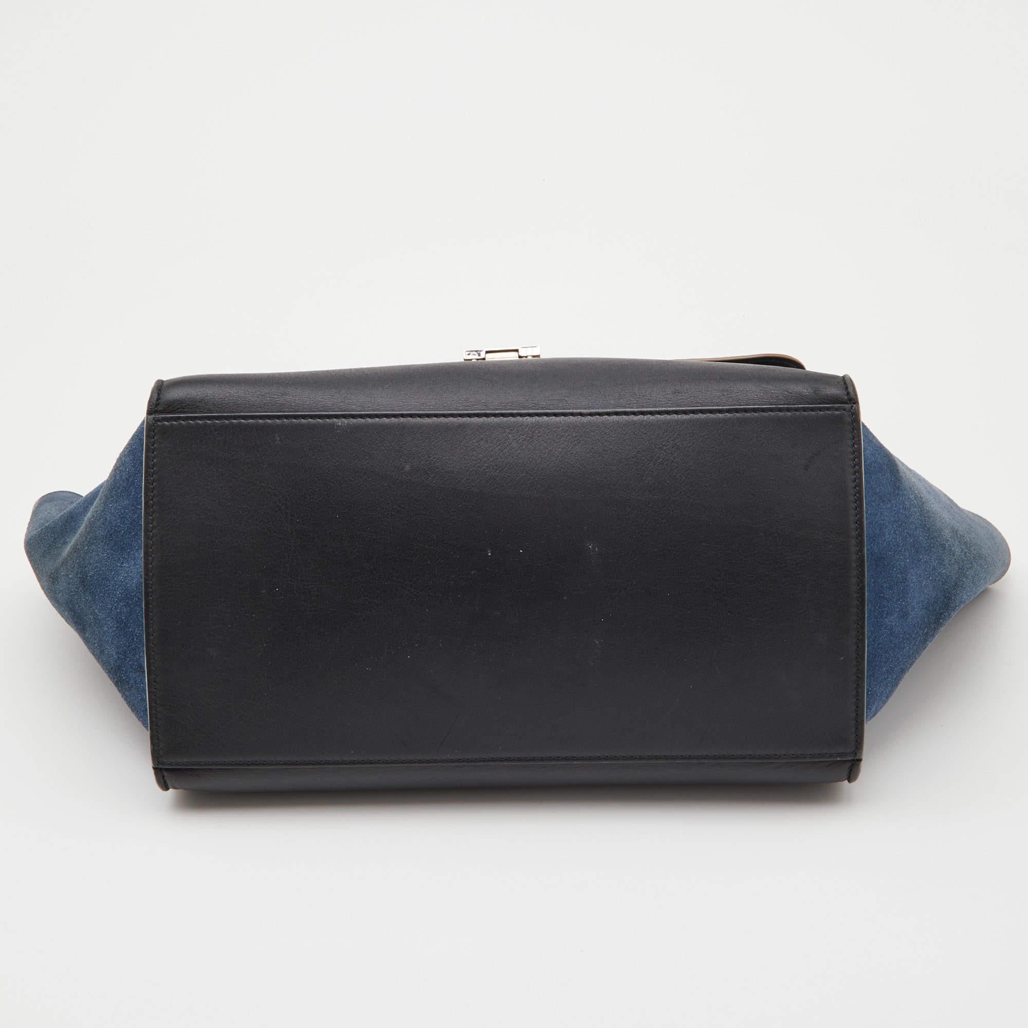 Celine Tri Color Leather and Suede Medium Trapeze Top Handle Bag 1
