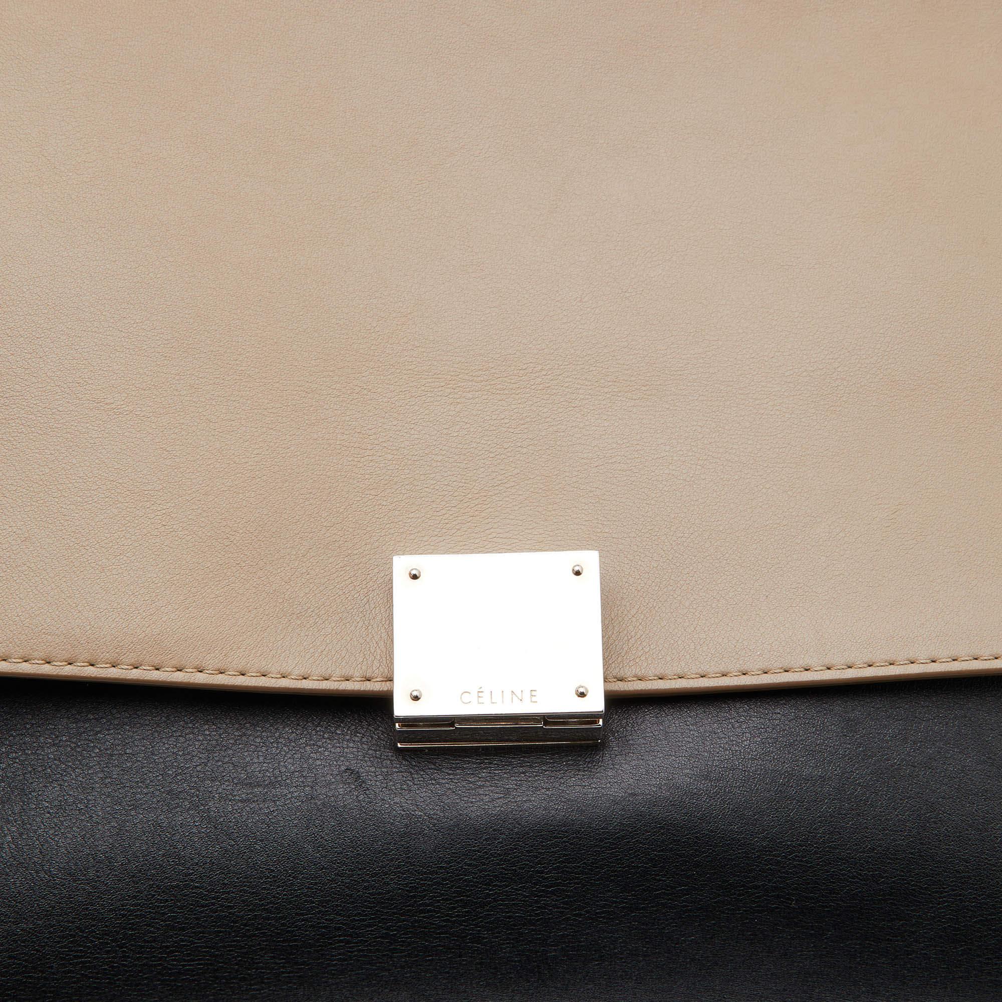Celine Tri Color Leather and Suede Medium Trapeze Top Handle Bag 2