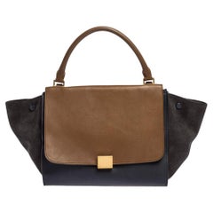 Celine Tri Color Leather and Suede Medium Trapeze Top Handle Bag