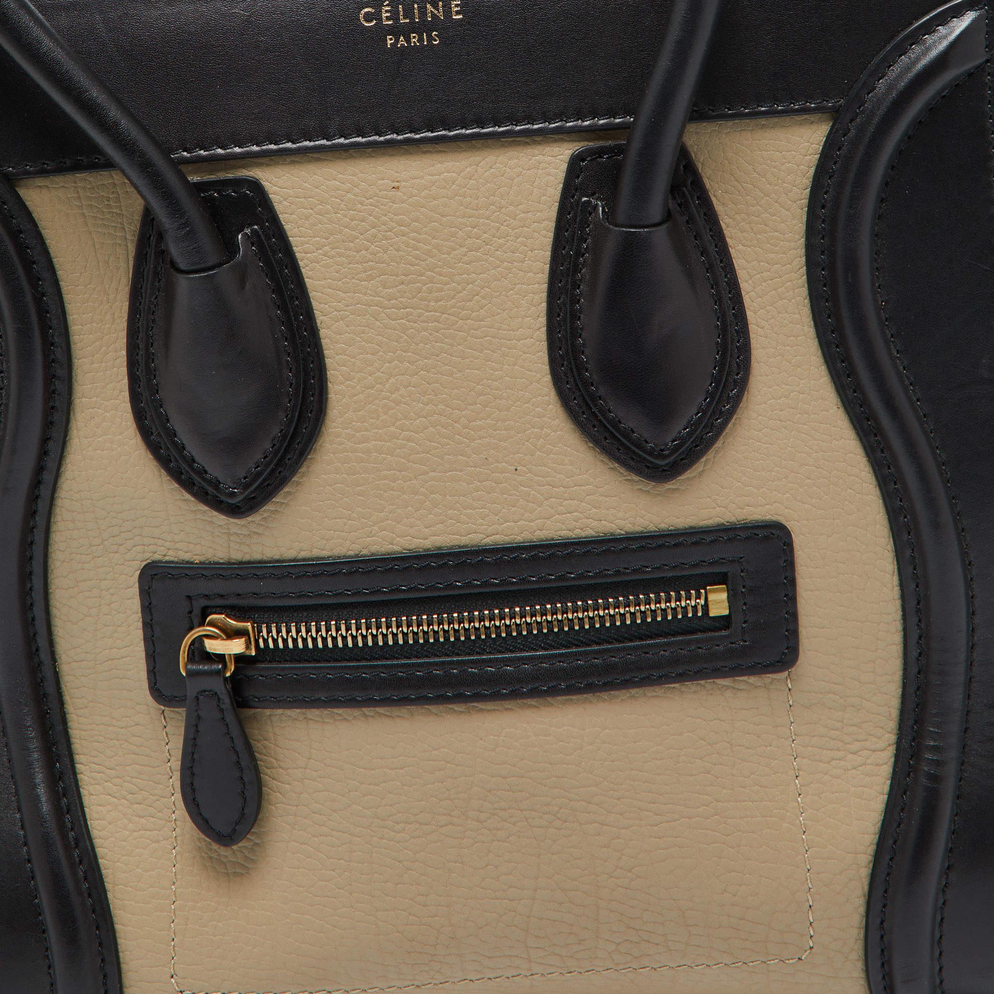 Women's Celine Tri Color Leather and Suede Micro Luggage Tote For Sale