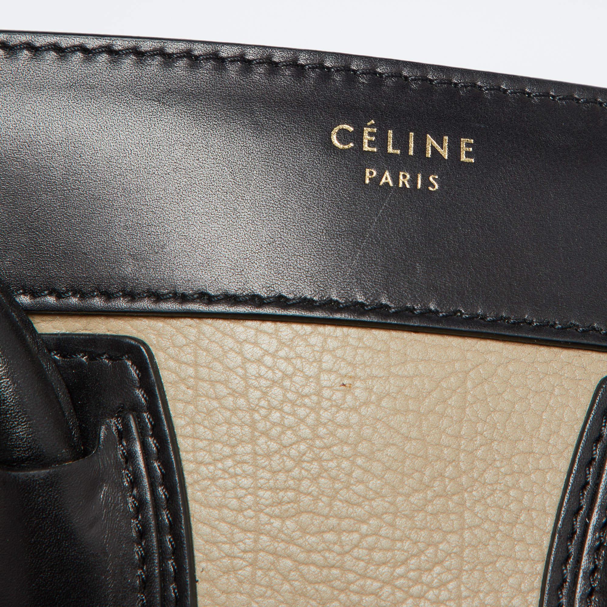Celine Tri Color Leather and Suede Micro Luggage Tote For Sale 3