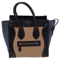 Celine Tri Color Leather and Suede Micro Luggage Tote