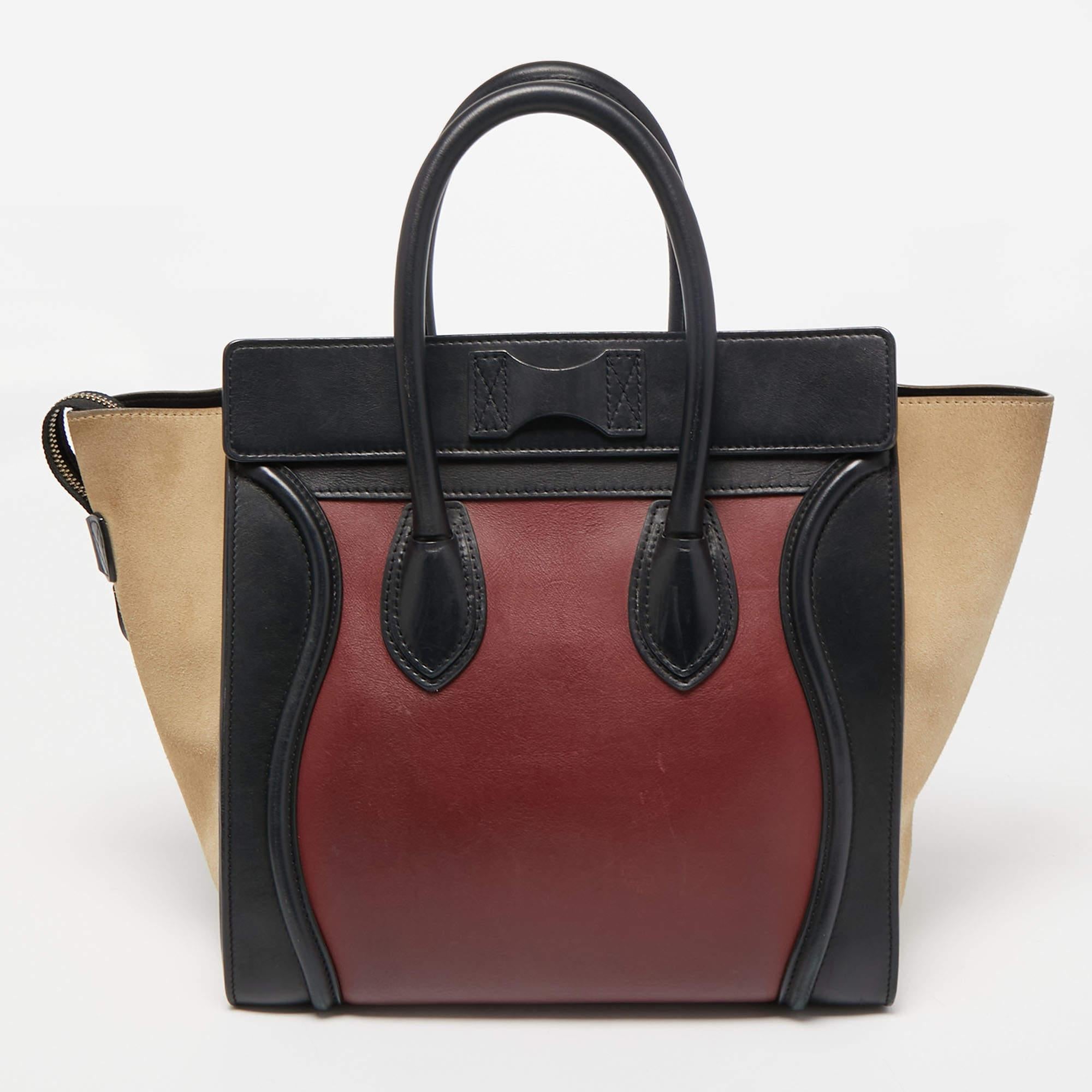 Celine Tri Color Leather and Suede Mini Luggage Tote 6