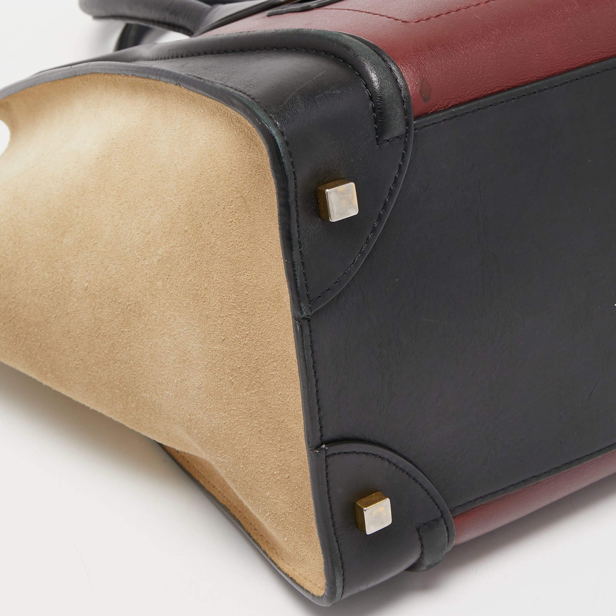 Celine Tri Color Leather and Suede Mini Luggage Tote 11