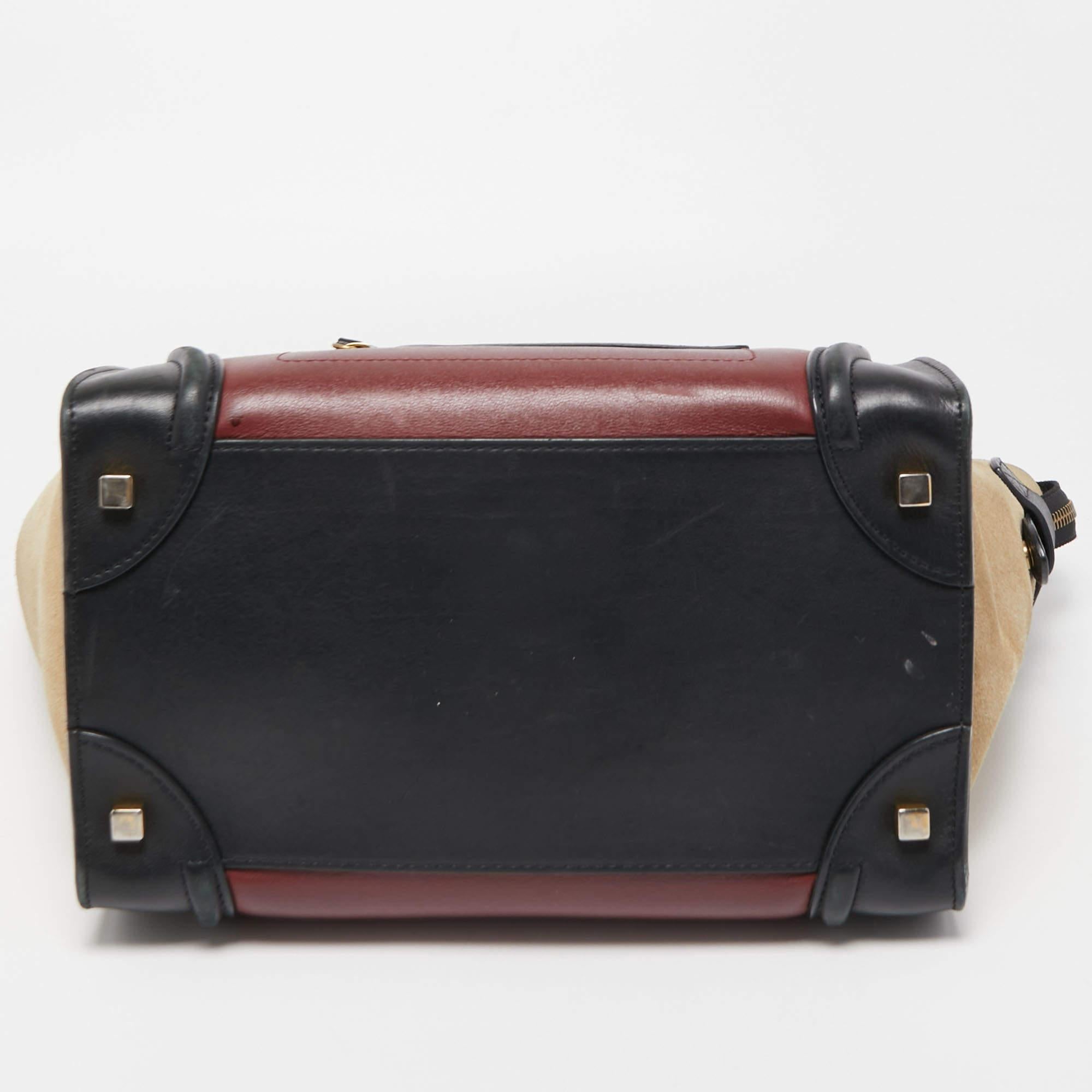 Celine Tri Color Leather and Suede Mini Luggage Tote 12