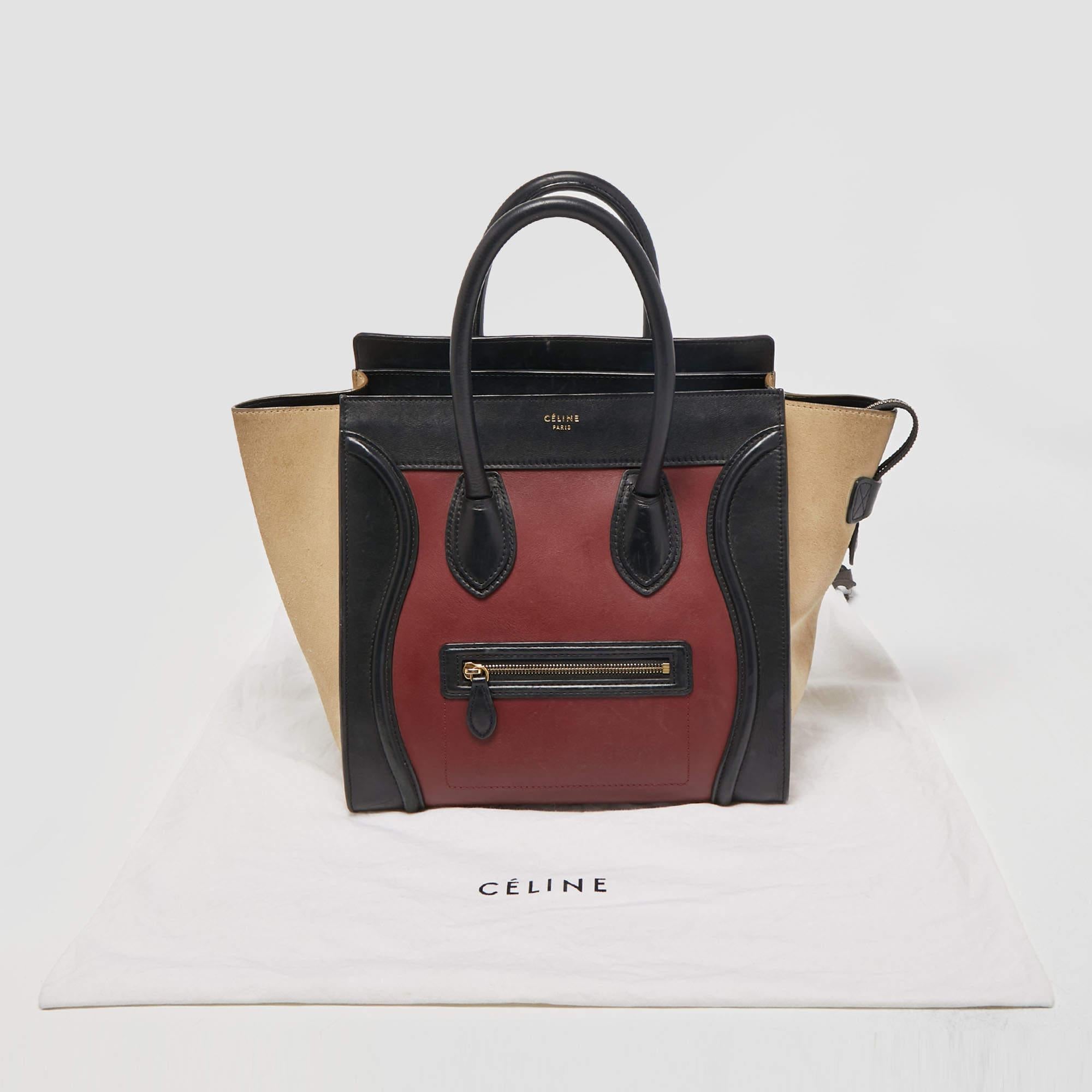 Celine Tri Color Leather and Suede Mini Luggage Tote 13