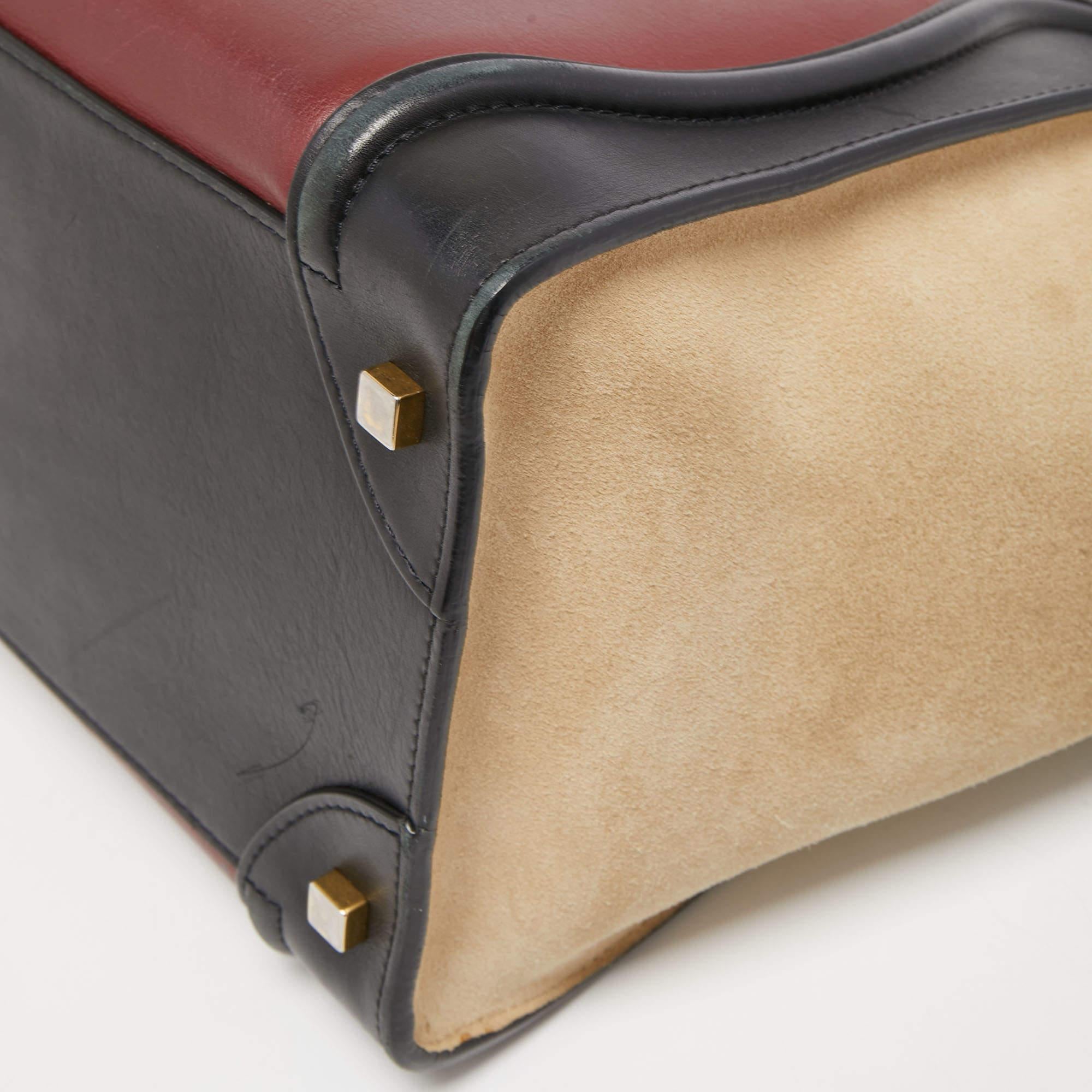 Celine Tri Color Leather and Suede Mini Luggage Tote 2