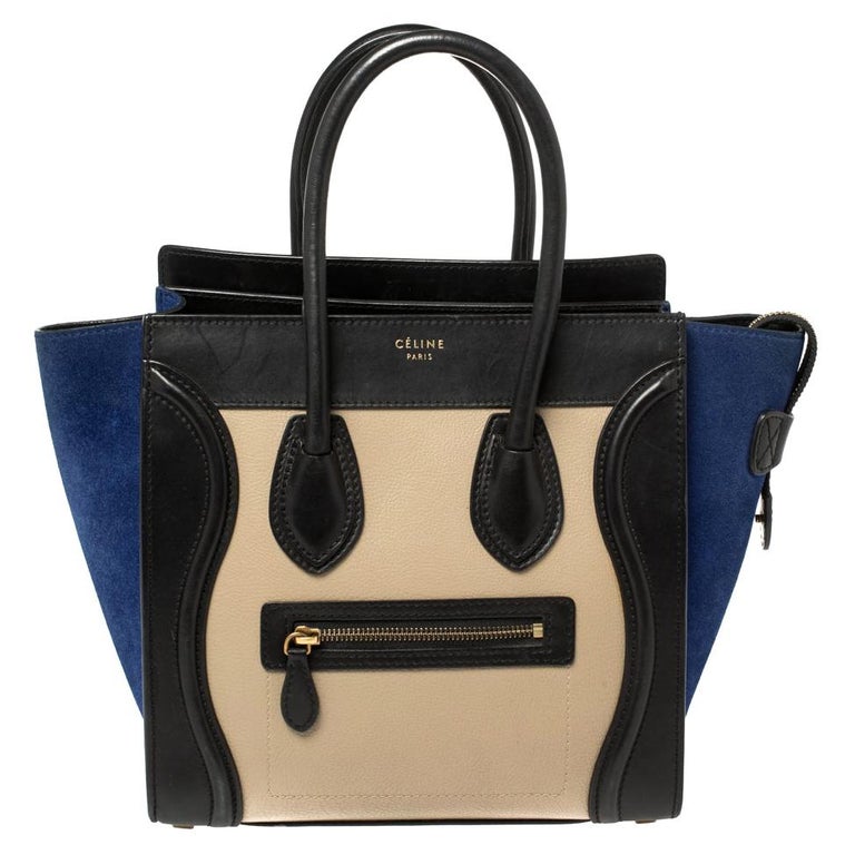 Celine Tri Color Leather and Suede Mini Luggage Tote at 1stDibs