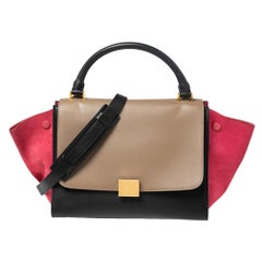 Celine Tri Color Leather and Suede Mini Trapeze Top Handle Bag
