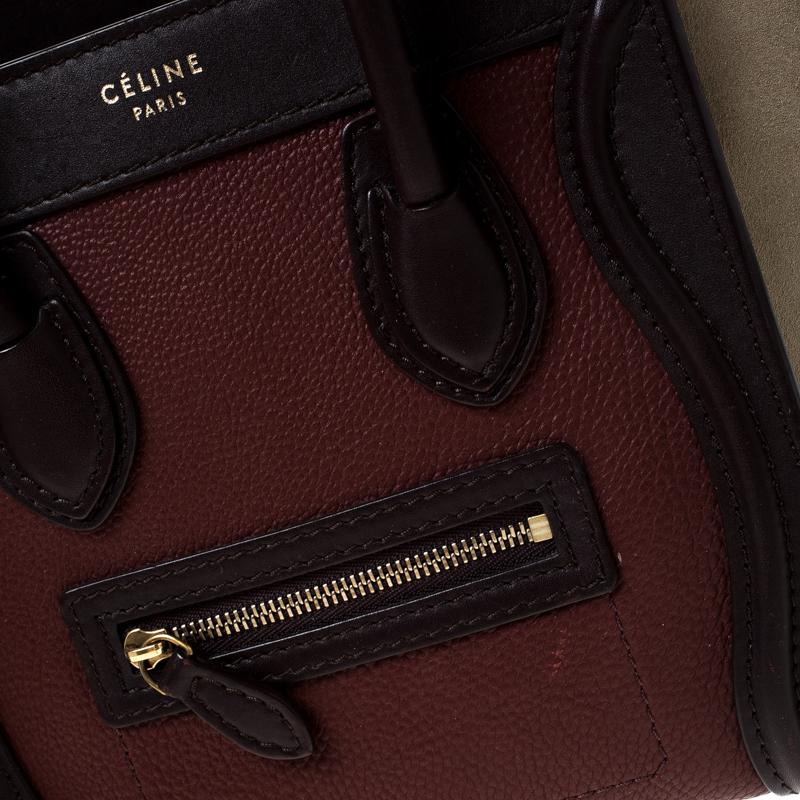 Celine Tri Color Leather and Suede Nano Luggage Tote 3
