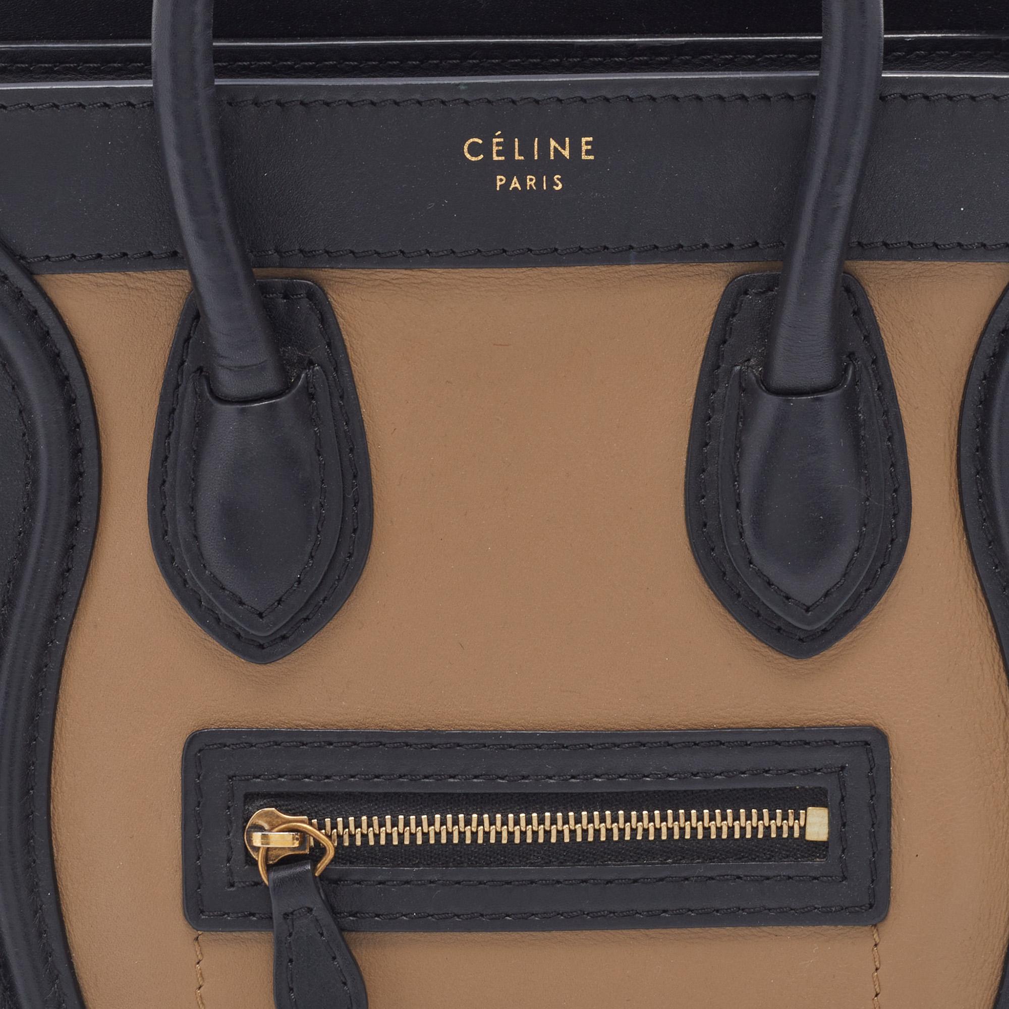 Celine Tri Color Leather and Suede Nano Luggage Tote 4