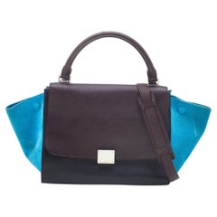 Celine Tri Color Leather and Suede Small Trapeze Top Handle Bag