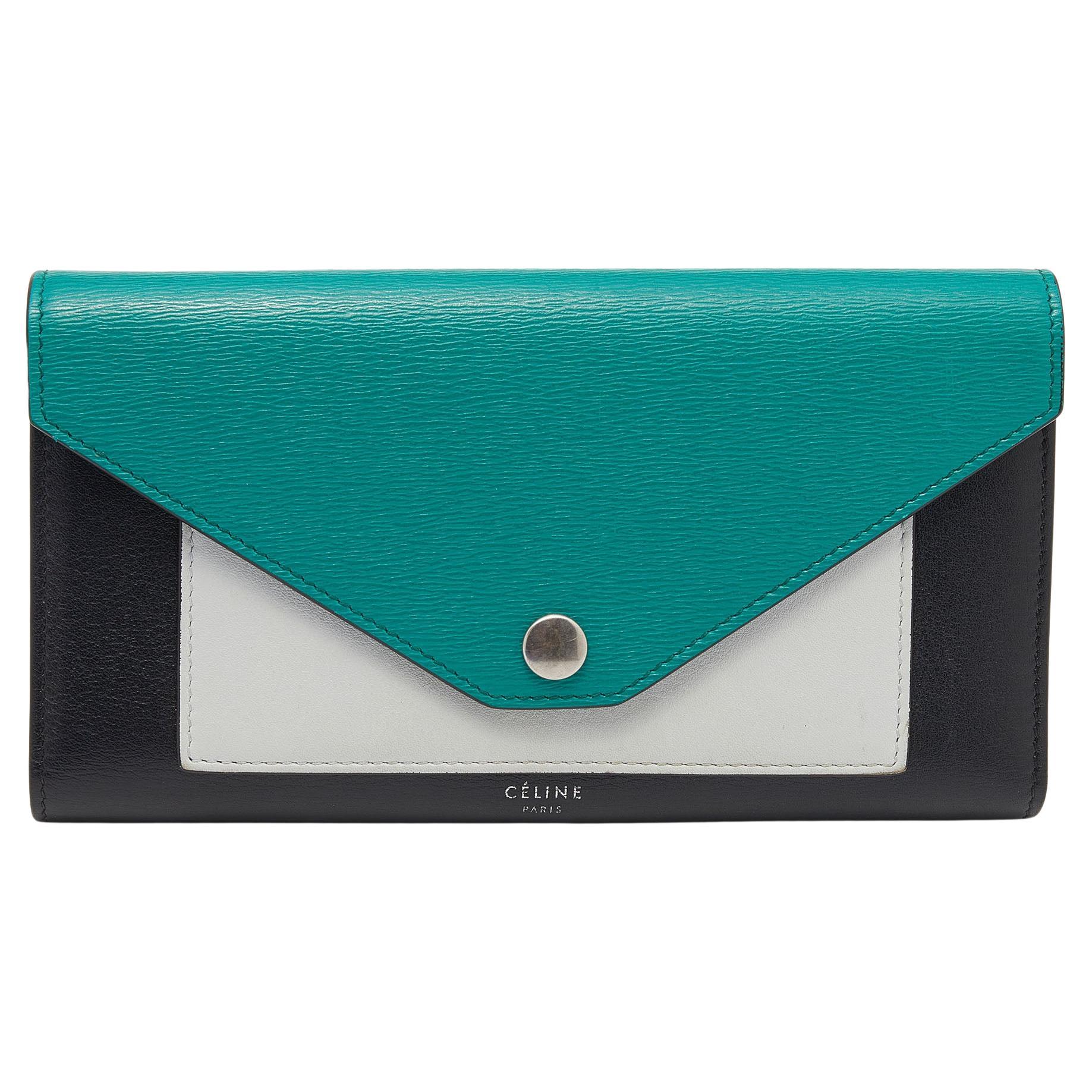 CELINE Long wallet (with coin pocket) logo Leather
