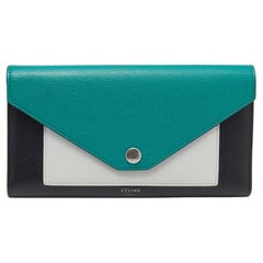 Celine Tri Color Leather Envelope Flap Wallet