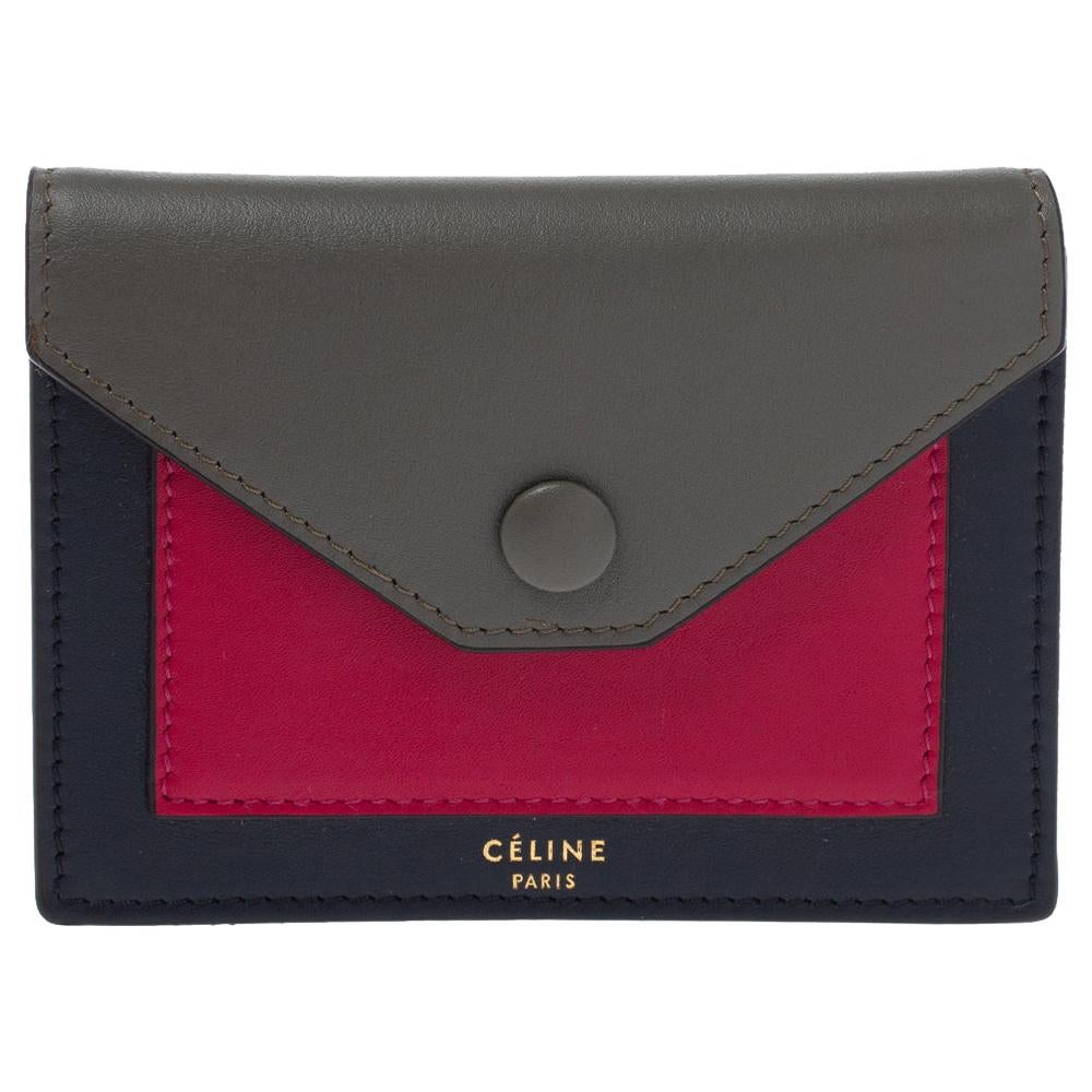 Celine Tri Color Leather Envelope Pocket Card Holder