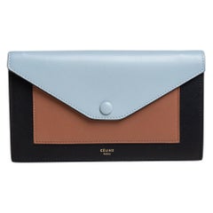 Celine Tri Color Leather Large Pocket Flap Clutch