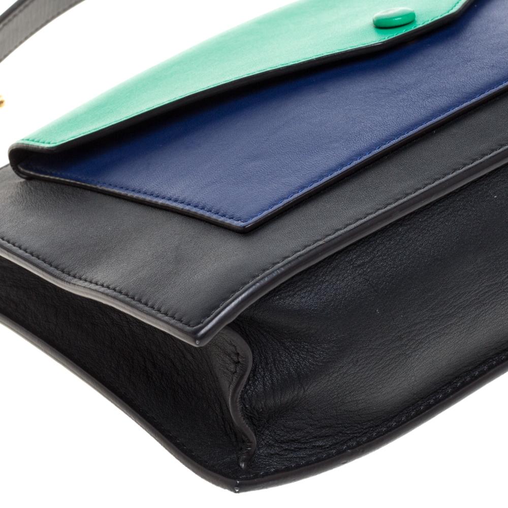 Celine Tri Color Leather Medium Pocket Chain Shoulder Bag 3